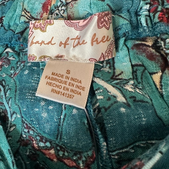 Band of the Free Skirt Small Deep Teal Floral Ruched Midi Boho India - Picture 4 of 7